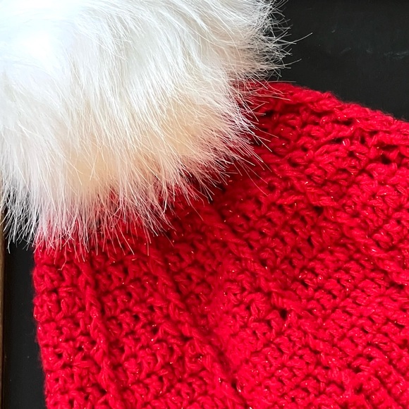 Hand-Crocheted Red Winter Beanie Hat & Waffle-Stitch Scarf Set - Picture 11 of 13